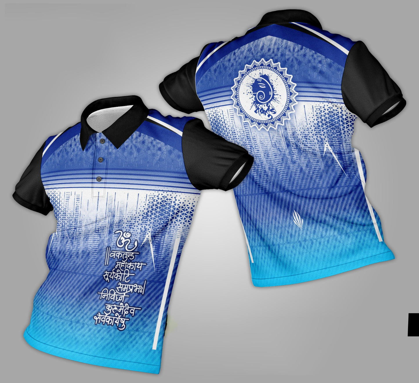 Ganpati Printed Fabric Collar T-Shirt 081
