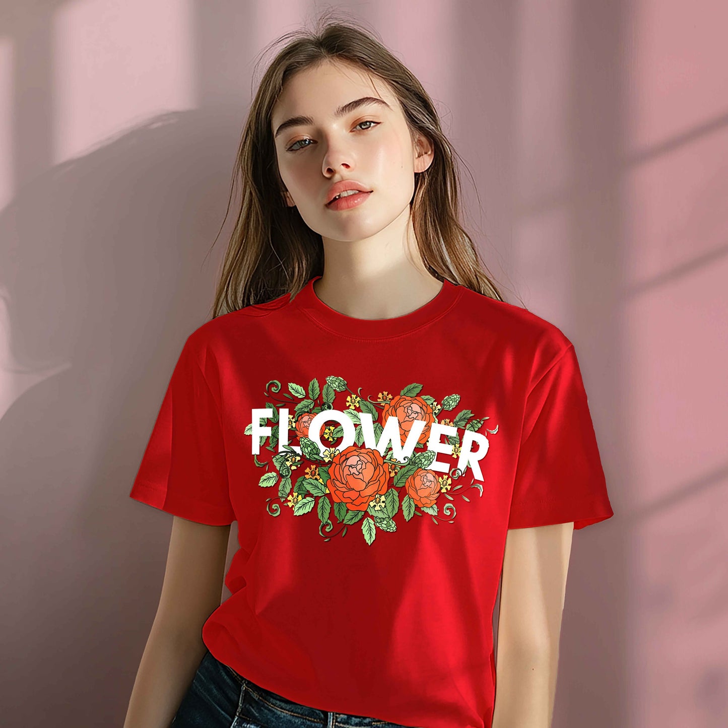 Women Cotton Tshirt - Flowers
