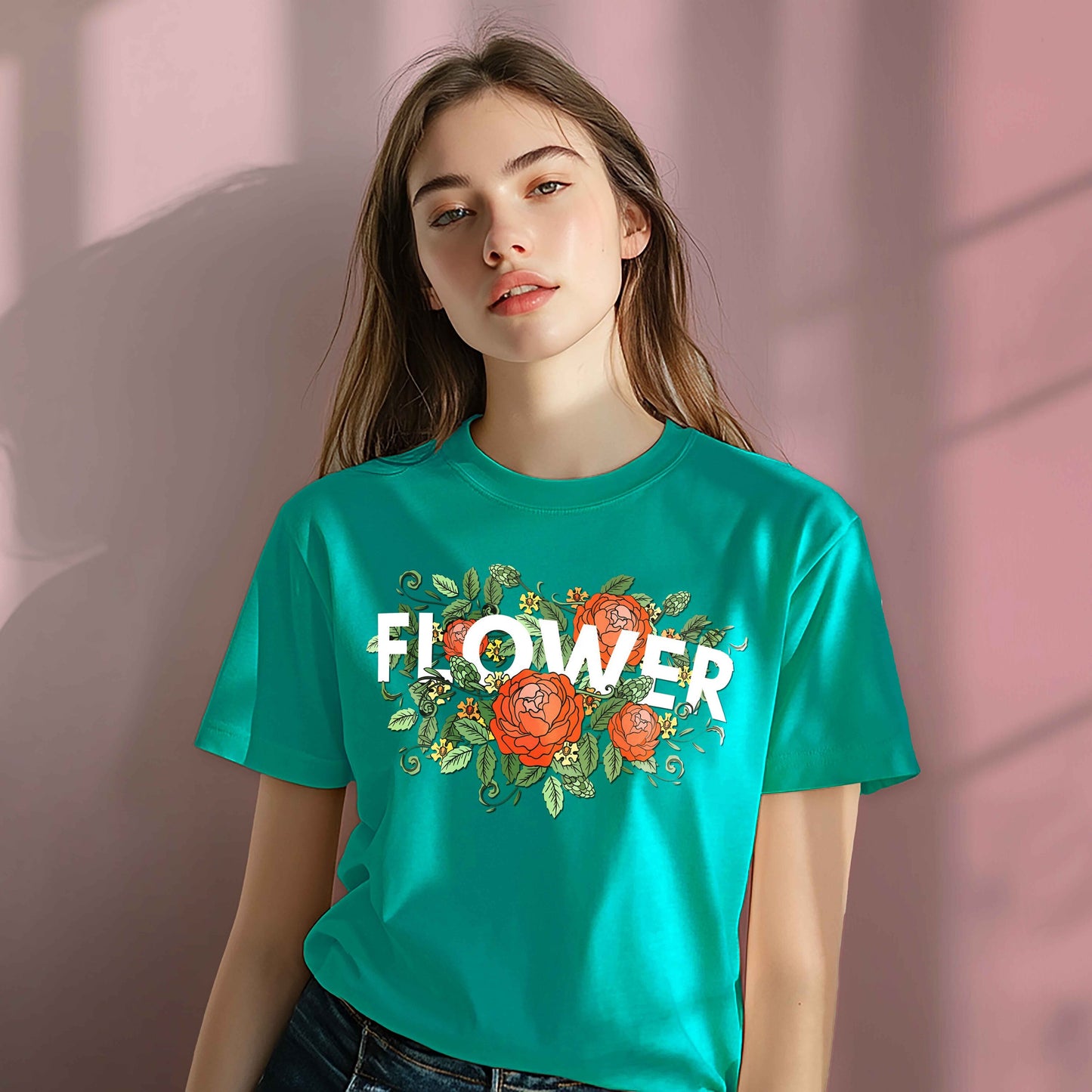 Women Cotton Tshirt - Flowers