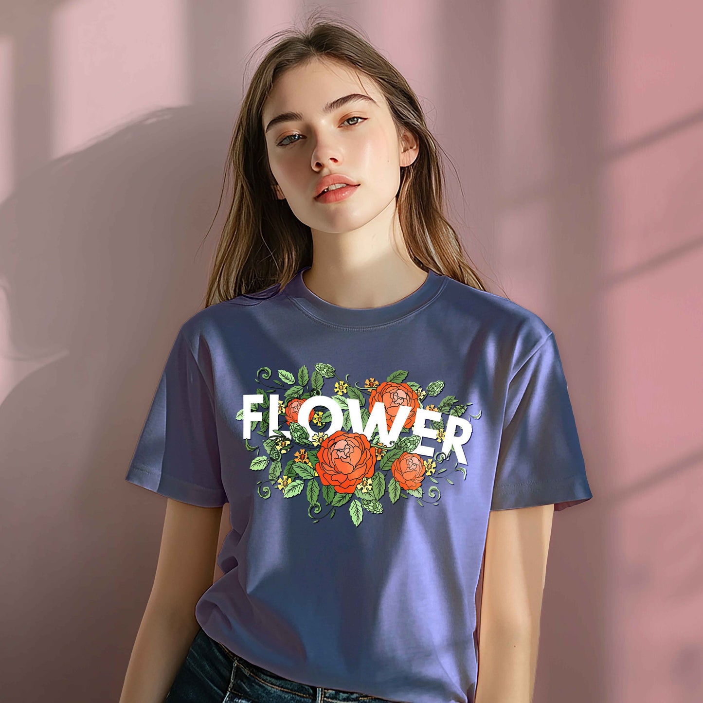 Women Cotton Tshirt - Flowers