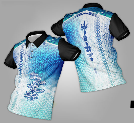 Ganpati Printed Fabric Collar T-Shirt 011