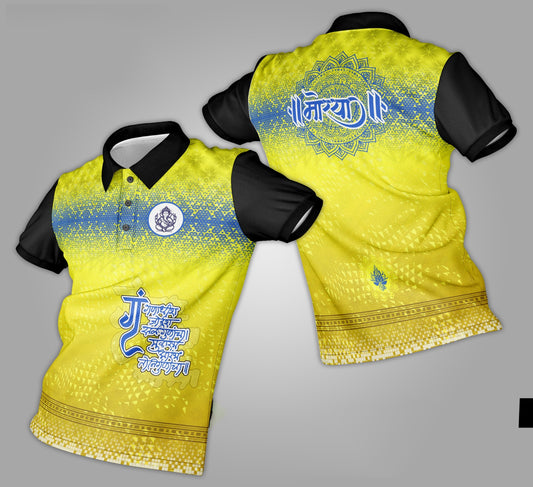 Ganpati Printed Fabric Collar T-Shirt 014