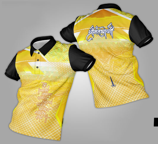 Ganpati Printed Fabric Collar T-Shirt 017