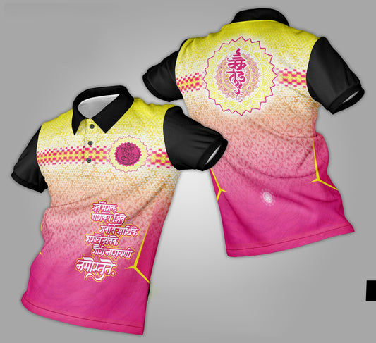 Ganpati Printed Fabric Collar T-Shirt 018