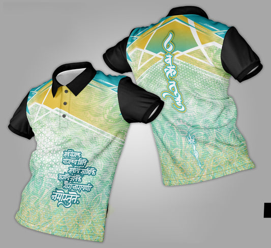 Ganpati Printed Fabric Collar T-Shirt 023