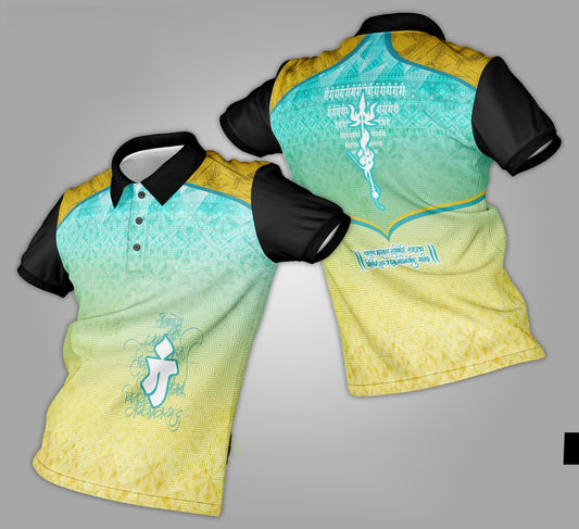 Ganpati Printed Fabric Collar T-Shirt 024