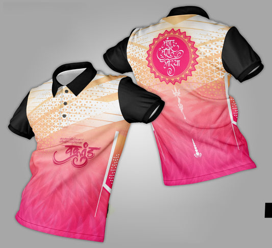 Ganpati Printed Fabric Collar T-Shirt 025