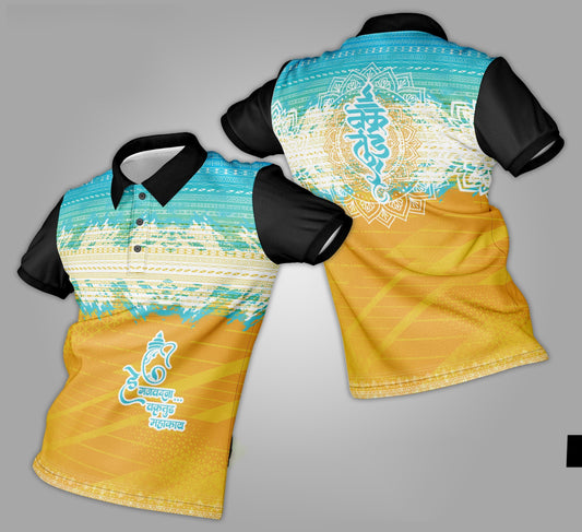 Ganpati Printed Fabric Collar T-Shirt 032