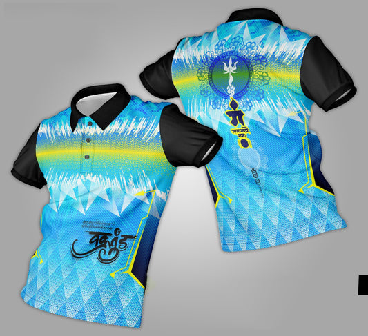 Ganpati Printed Fabric Collar T-Shirt 037