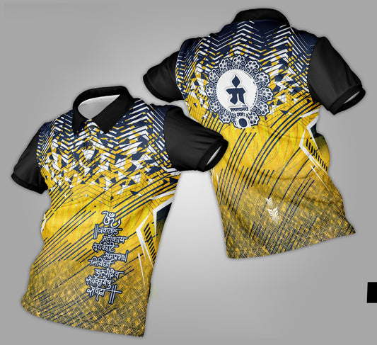 Ganpati Printed Fabric Collar T-Shirt 041