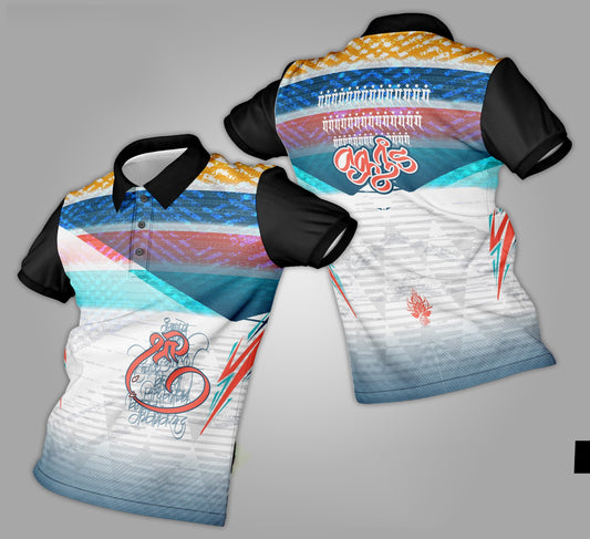 Ganpati Printed Fabric Collar T-Shirt 043