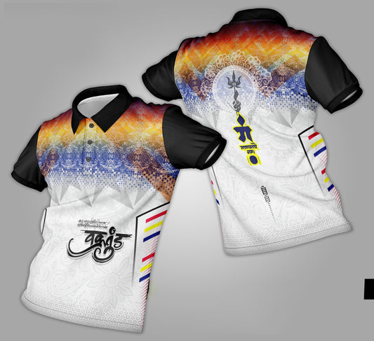 Ganpati Printed Fabric Collar T-Shirt 044
