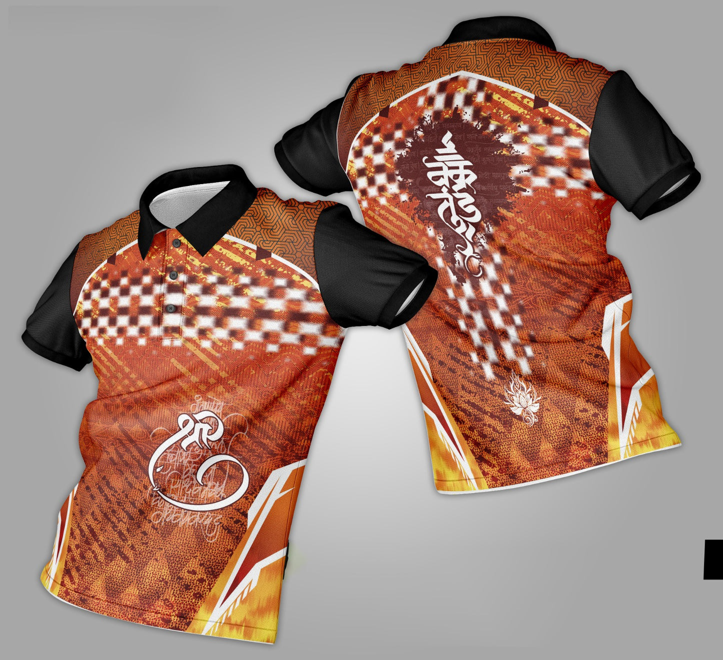 Ganpati Printed Fabric Collar T-Shirt 046