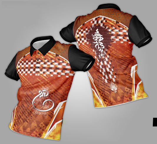 Ganpati Printed Fabric Collar T-Shirt 046