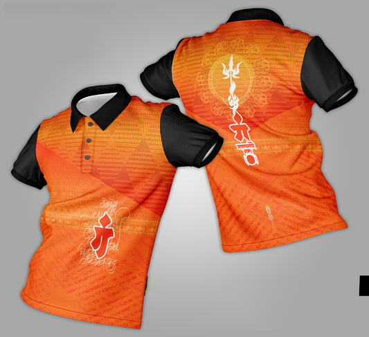 Ganpati Printed Fabric Collar T-Shirt 051