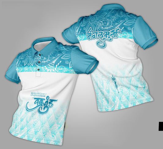Ganpati Printed Fabric Collar T-Shirt 060