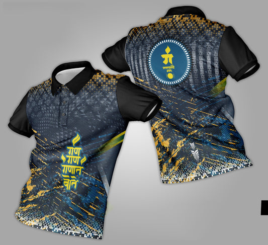 Ganpati Printed Fabric Collar T-Shirt 067