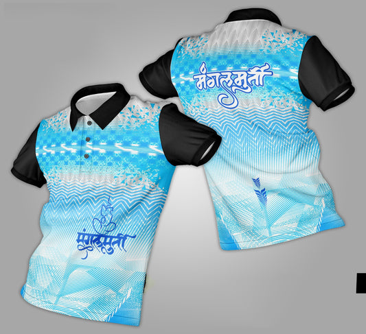 Ganpati Printed Fabric Collar T-Shirt 074