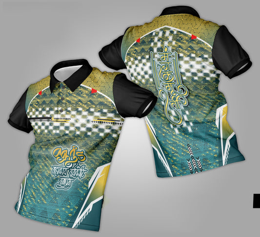 Ganpati Printed Fabric Collar T-Shirt 080