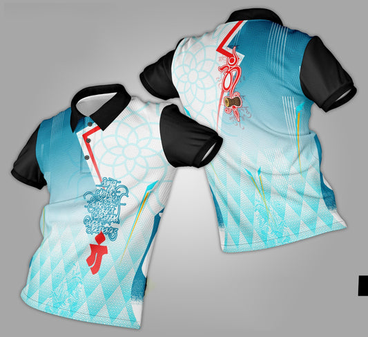 Ganpati Printed Fabric Collar T-Shirt 090