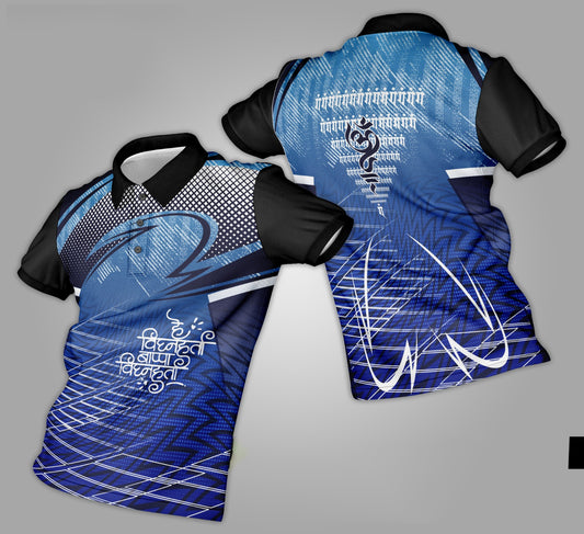 Ganpati Printed Fabric Collar T-Shirt 096