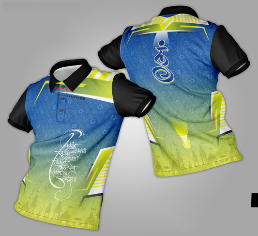Ganpati Printed Fabric Collar T-Shirt 097