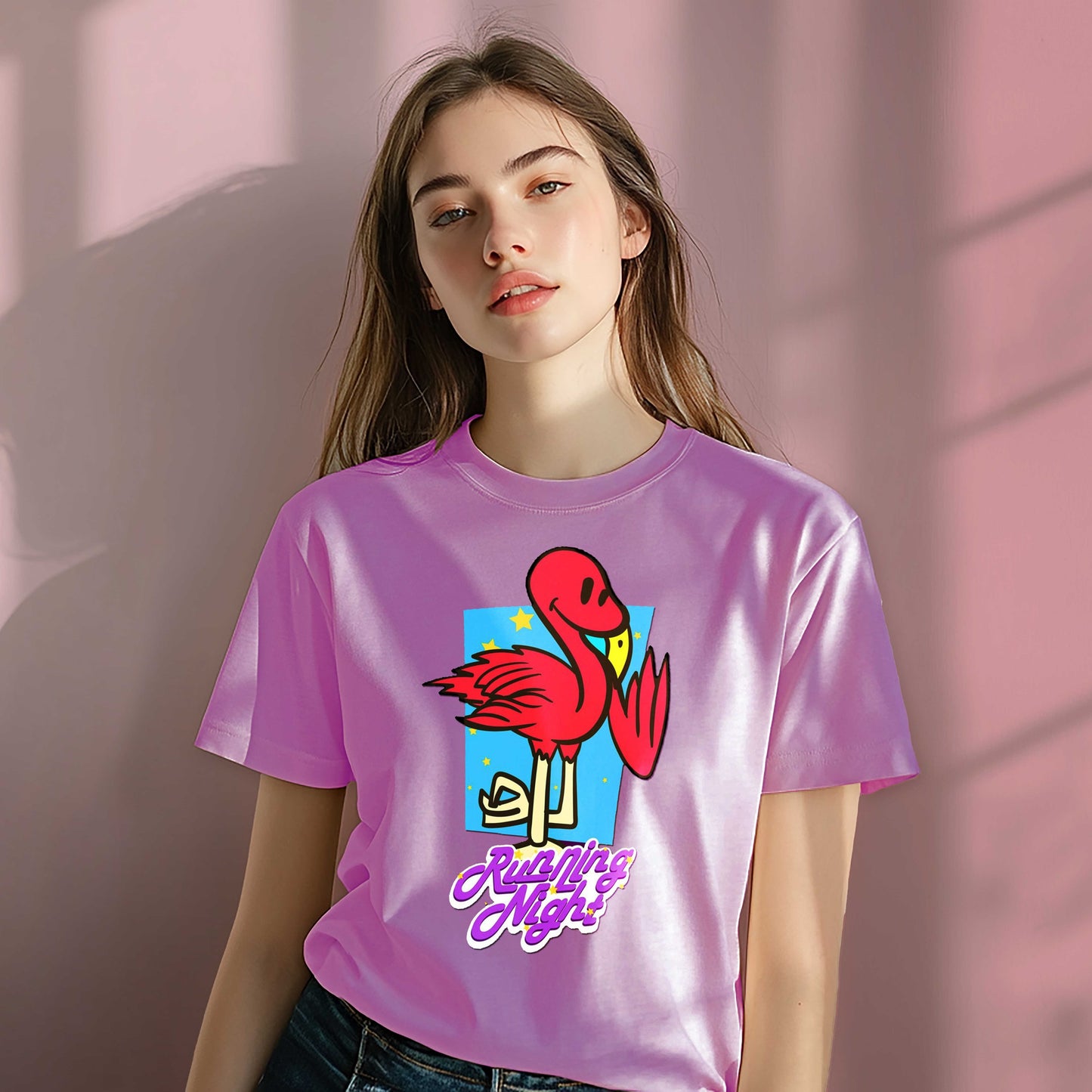 Women Cotton Tshirt - Running Night