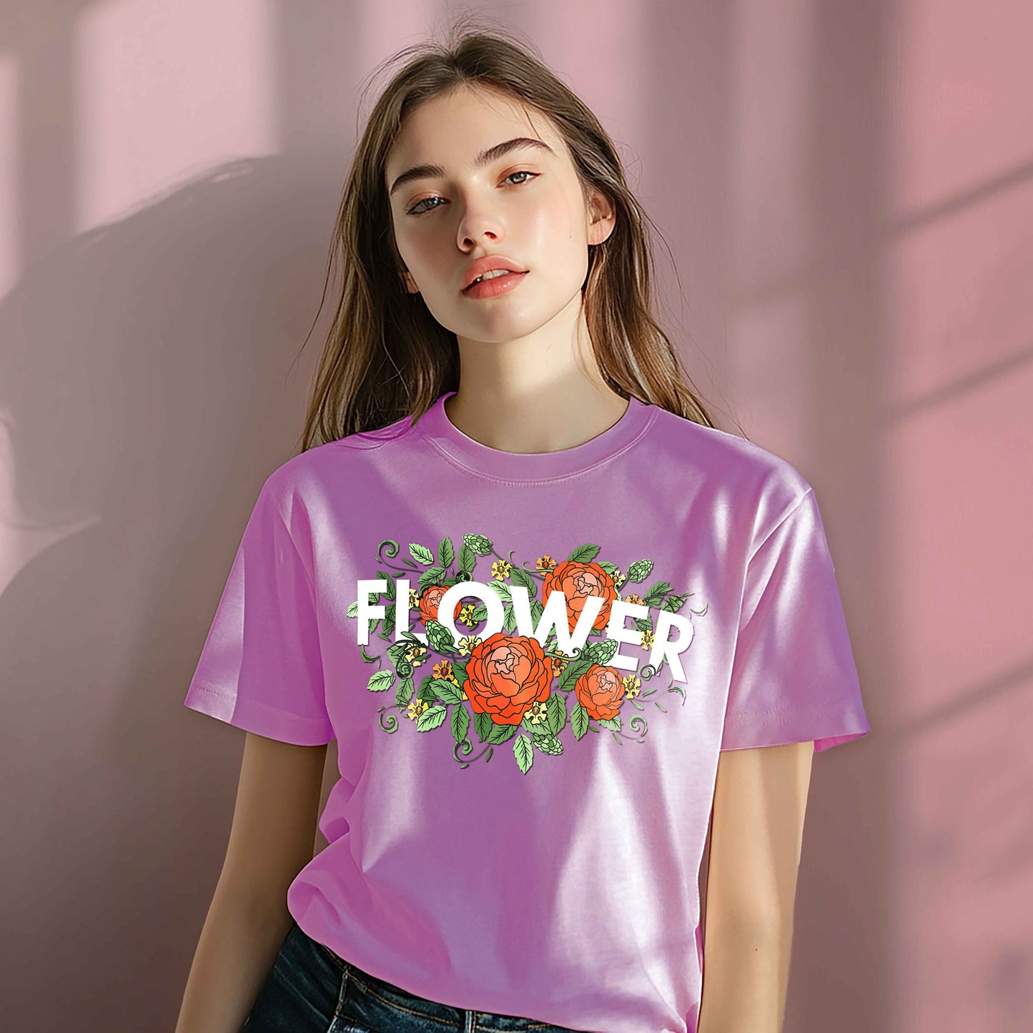 Women Cotton Tshirt - Flowers