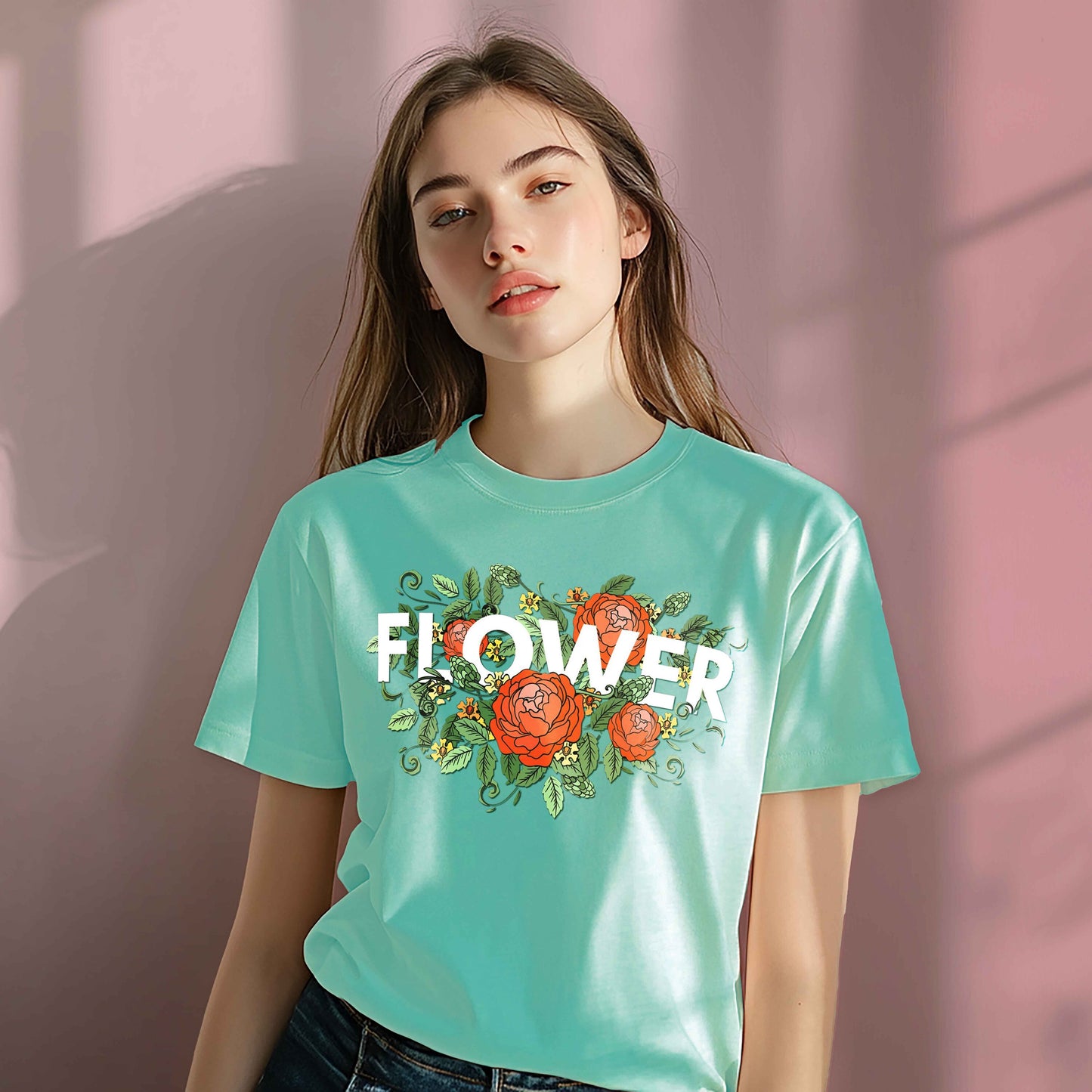 Women Cotton Tshirt - Flowers