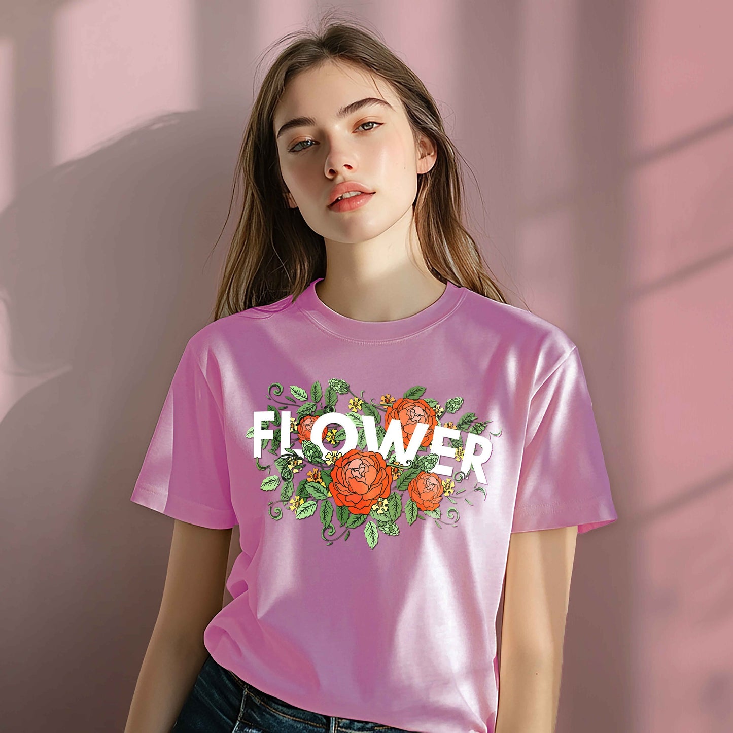 Women Cotton Tshirt - Flowers