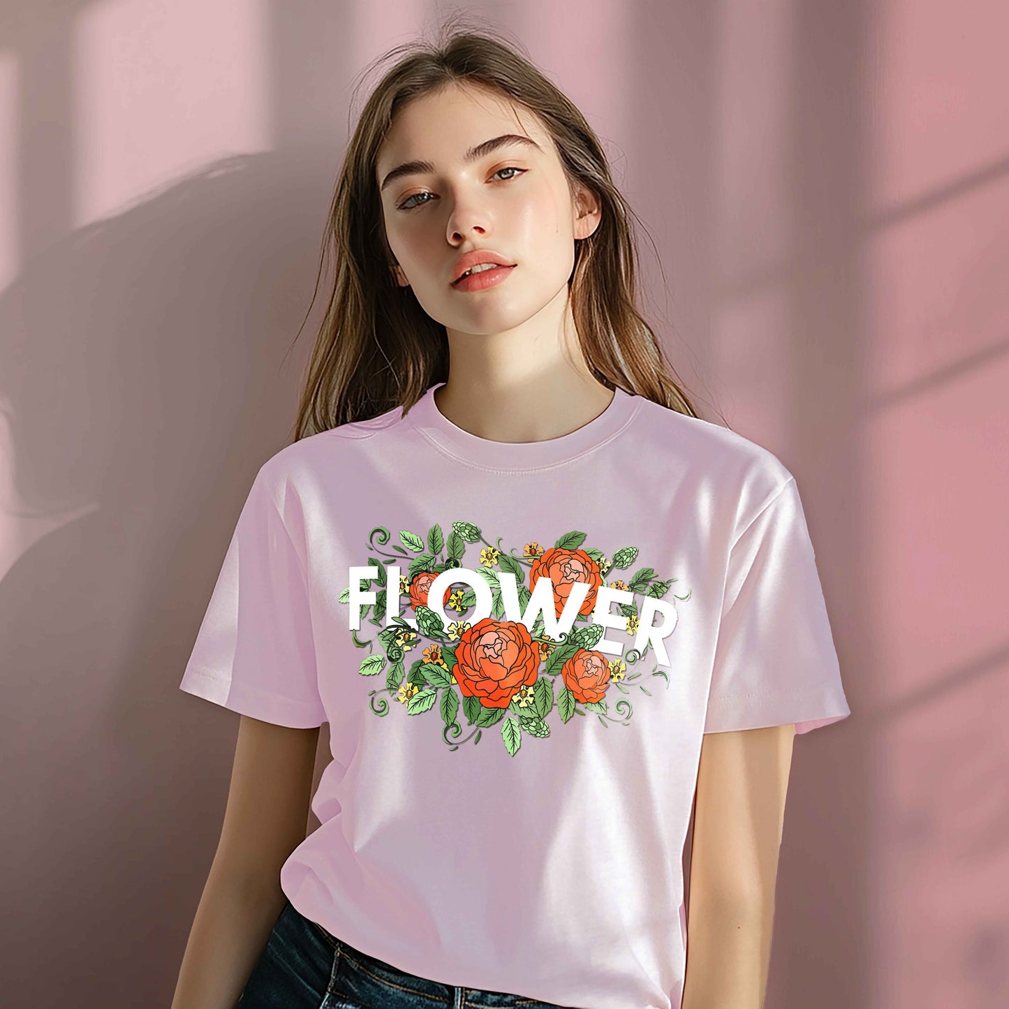 Women Cotton Tshirt - Flowers