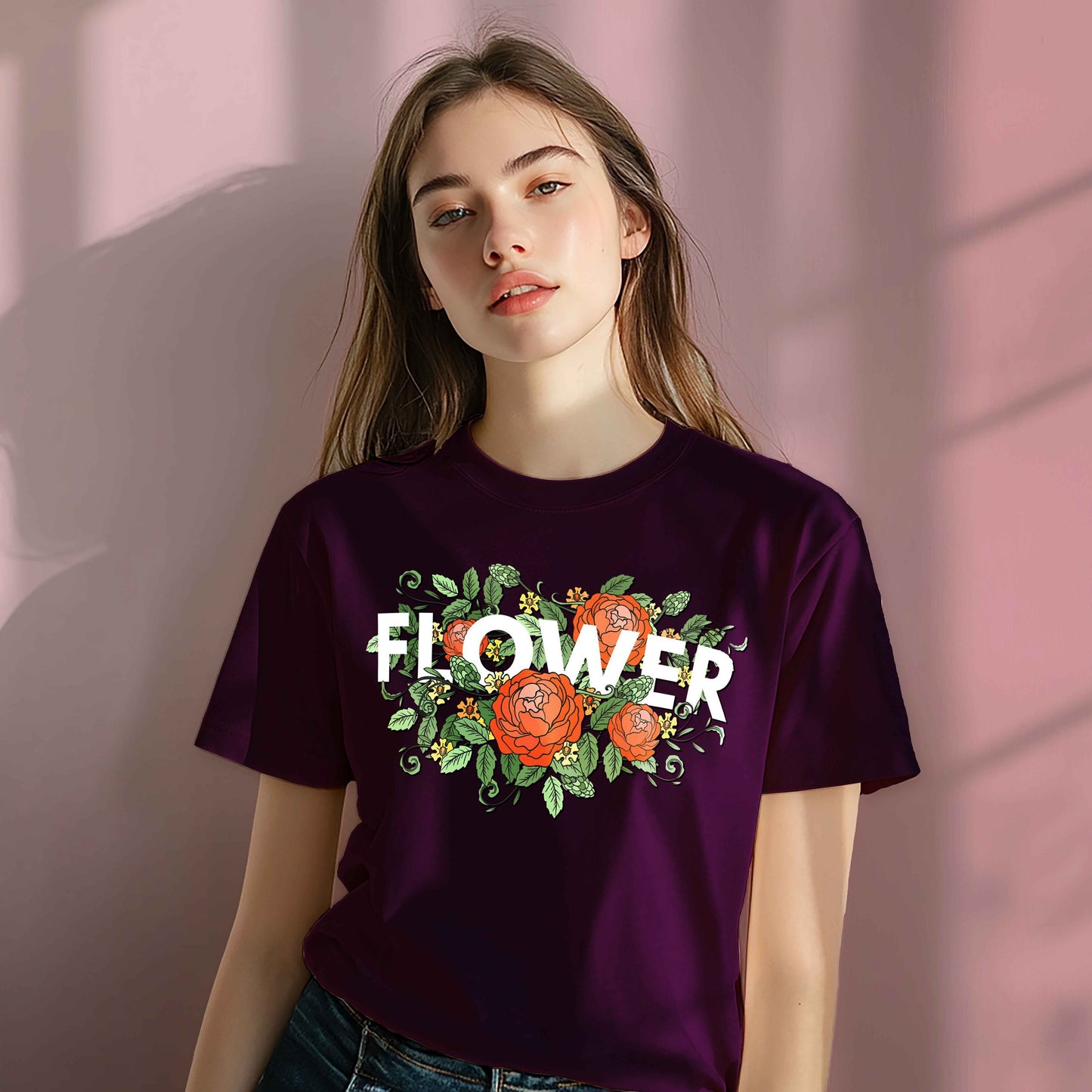Women Cotton Tshirt - Flowers