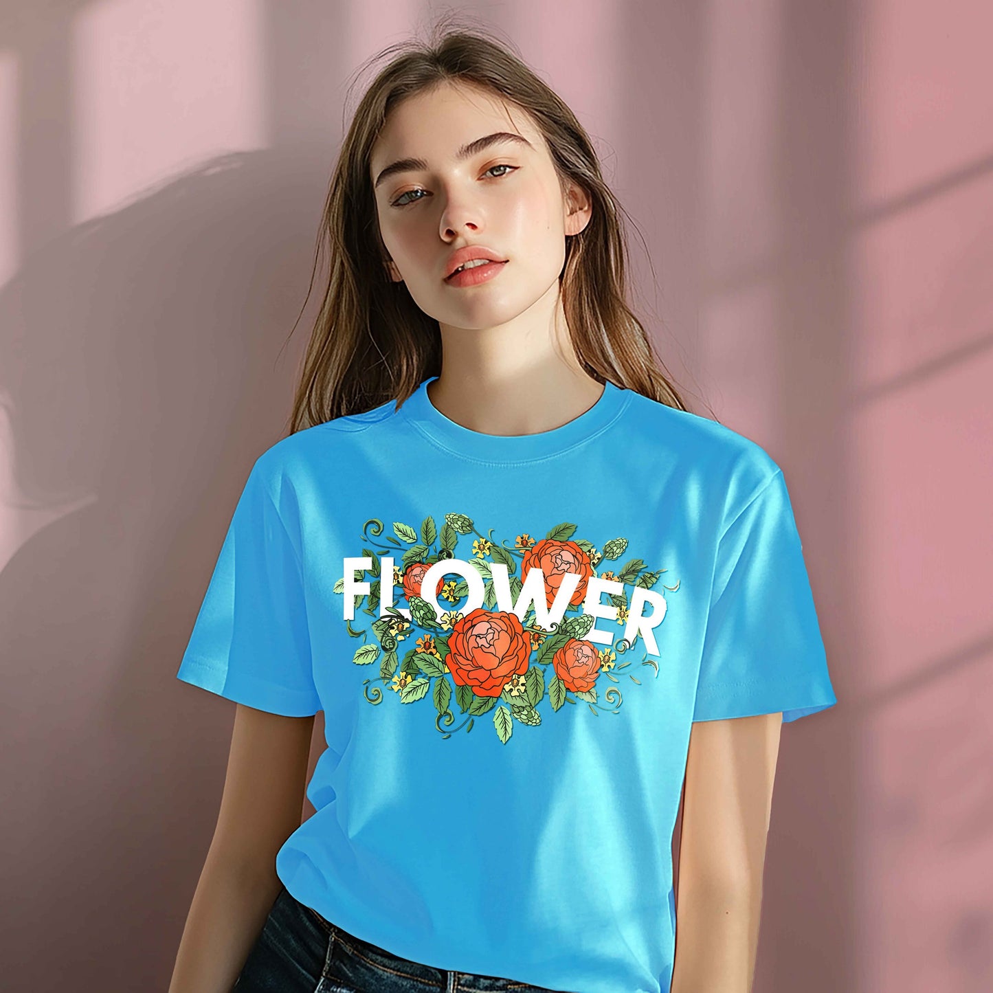 Women Cotton Tshirt - Flowers